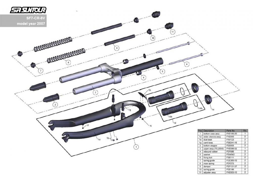 Suntour CR-8V (2007) - Exploded View